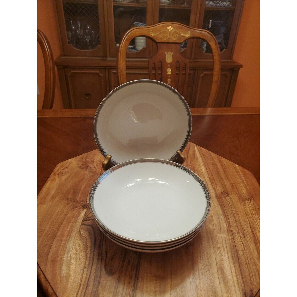 Noritake Silvester 6340 1960s Soup Salad Bowls Noritake Platinum Rim-Set of 5